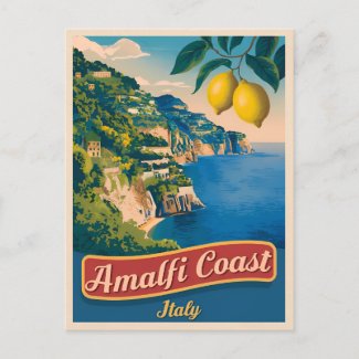 Vintage Travel Amalfi Coast Italy Retro Scenic