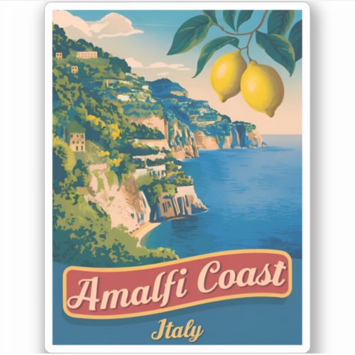 Vintage Travel Amalfi Coast Italy Retro Scenic Sticker