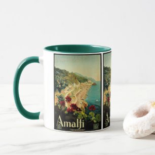 Vintage Travel, Amalfi Italian Coast Beach Mug