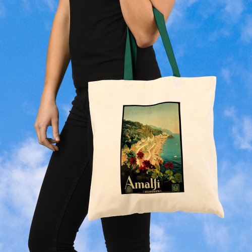 Vintage Travel Amalfi Italian Coast Beach Tote Bag