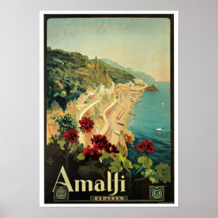 Vintage Travel,Amalfi Italy Poster