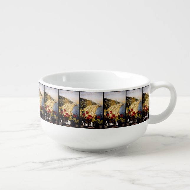 Vintage Travel Amalfi Italy soup mug (Left)