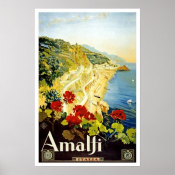 Vintage Travel Amalfi Poster by ContinentalToursist at Zazzle