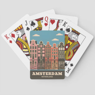 Vintage Travel Amsterdam Netherlands Canal Houses Poker Cards