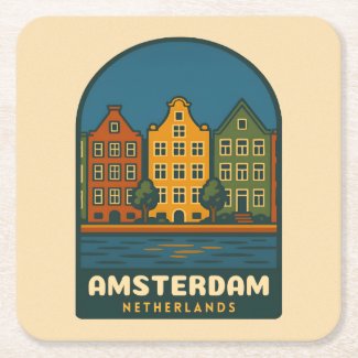 Vintage Travel Amsterdam Netherlands Retro Scenic