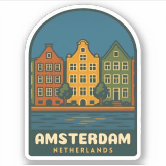 Vintage Travel Amsterdam Netherlands Retro Scenic