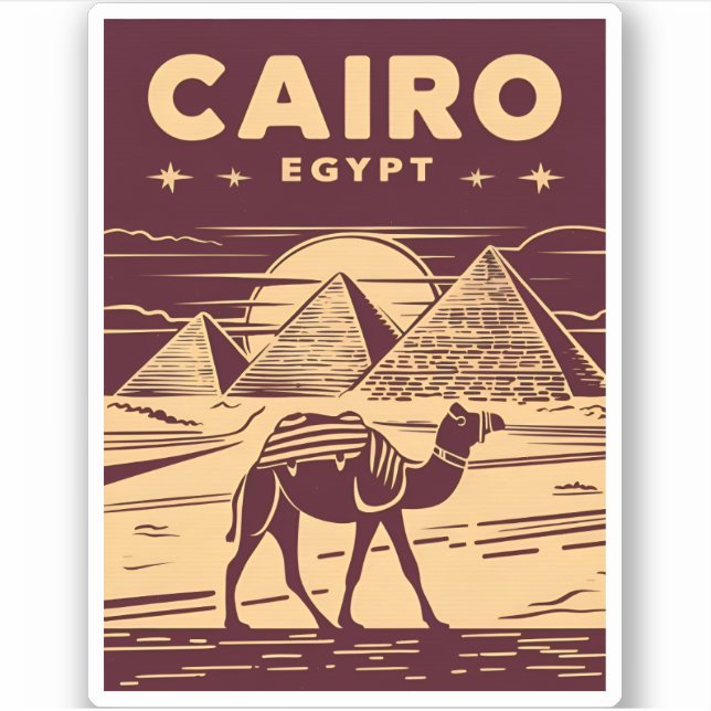 Vintage Travel Ancient Egypt Pyramid Retro Graphic Sticker (Front)