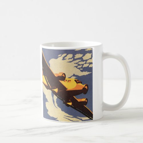 Vintage Travel and Transportation Airplane Flying Coffee Mug