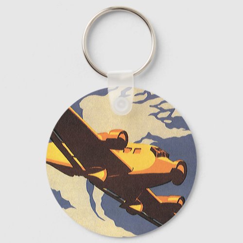 Vintage Travel and Transportation Airplane Flying Keychain