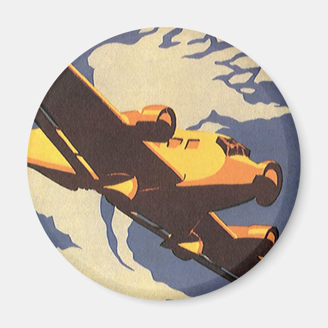Vintage Travel and Transportation Airplane Flying Magnet (Front)