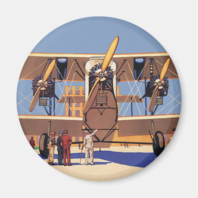 Vintage Travel and Transportation Biplane Airplane Magnet (Front)