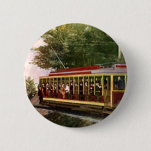 Vintage Travel and Transportation Electric Trolley Pinback Button