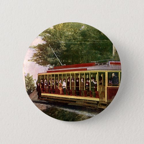 Vintage Travel and Transportation Electric Trolley Pinback Button