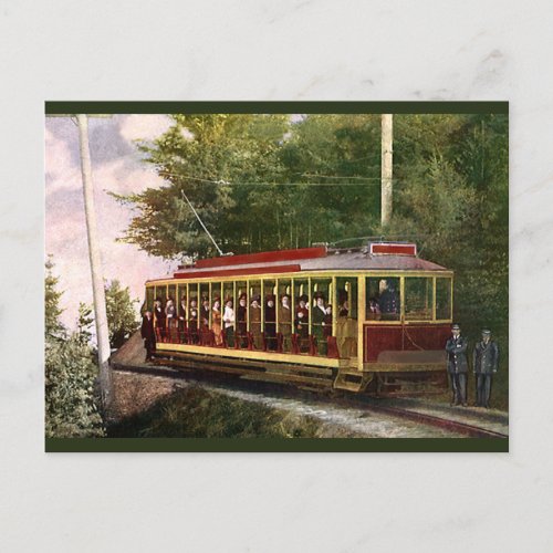 Vintage Travel and Transportation Electric Trolley Postcard