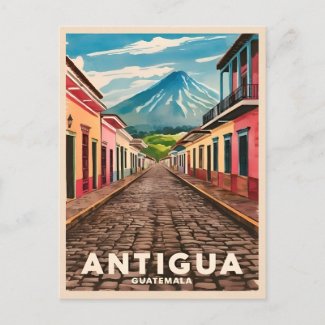 Vintage Travel Antigua Guatemala Retro Scenic