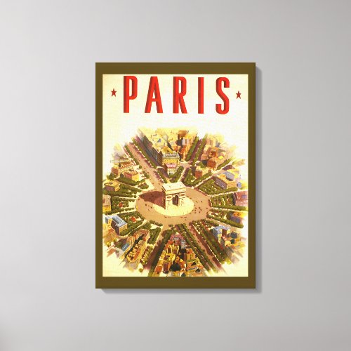 Vintage Travel Arc de Triomphe Paris France Canvas Print