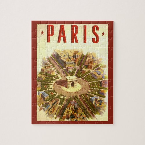 Vintage Travel Arc de Triomphe Paris France Jigsaw Puzzle