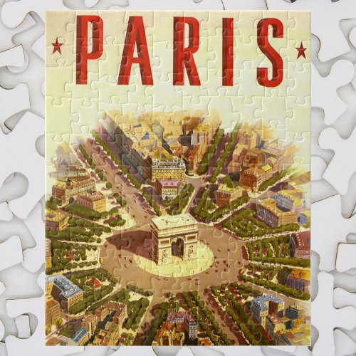 Vintage Travel Arc de Triomphe Paris France Jigsaw Puzzle