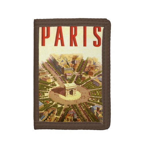 Vintage Travel Arc de Triomphe Paris France Trifold Wallet