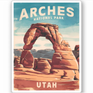 Vintage Travel Arches National Park Utah Retro Sticker