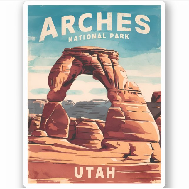 Vintage Travel Arches National Park Utah Retro Sticker (Front)