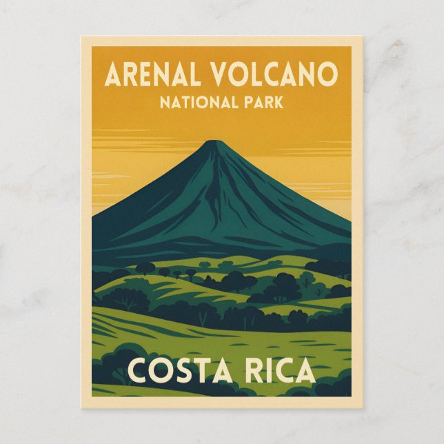 Vintage Travel Arenal Volcano Costa Rica Landscape Postcard (Front)