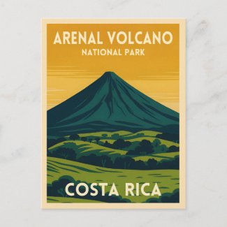 Vintage Travel Arenal Volcano Costa Rica Landscape
