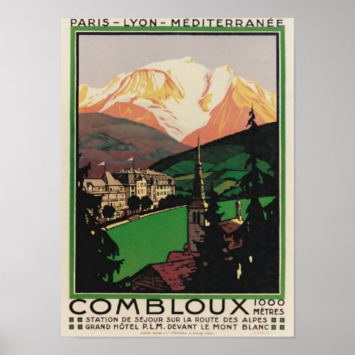 Vintage Travel Art Deco Poster Combloux France