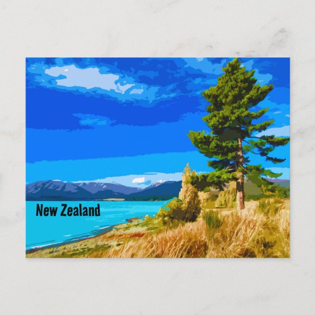 Vintage Travel Art New Zealand Postcard (Front)
