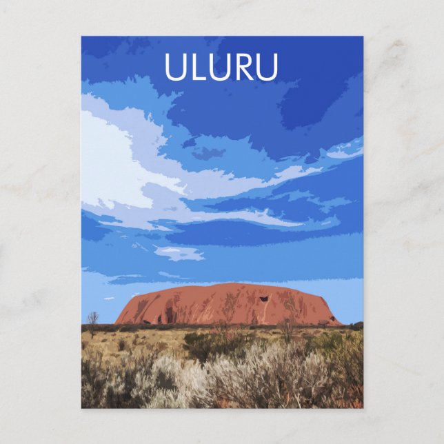 Vintage Travel Art Uluru Australia Postcard (Front)