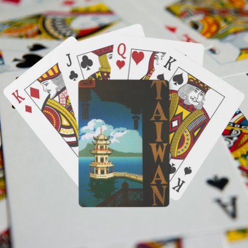 Vintage Travel Asia Taiwan Pagoda Tiered Tower Poker Cards