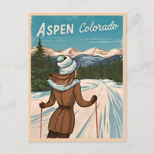 Vintage Travel Aspen Colorado Retro Graphic Postcard