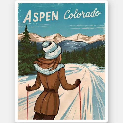 Vintage Travel Aspen Colorado Retro Graphic Sticker