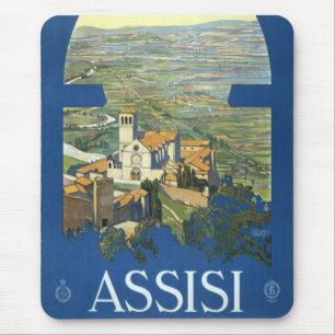 Vintage Travel Assisi Italy Francesco Basilica Mouse Pad