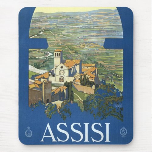 Vintage Travel Assisi Italy Francesco Basilica Mouse Pad