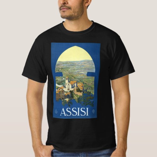 Vintage Travel Assisi Italy Francesco Basilica T_Shirt