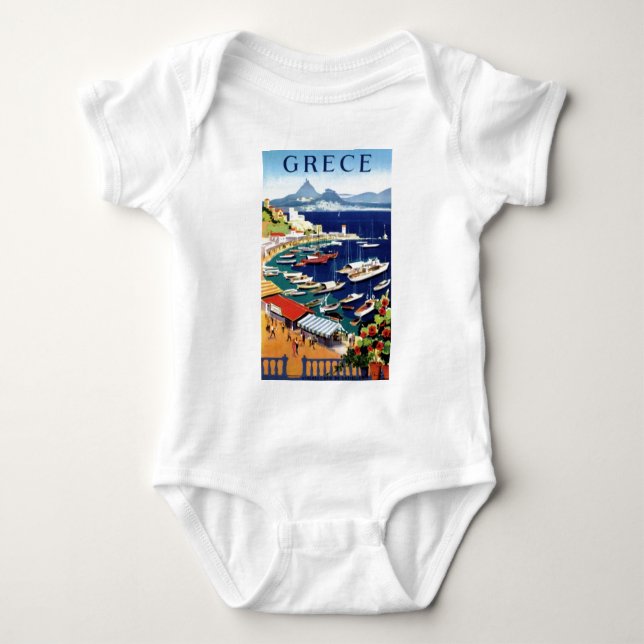 Vintage Travel Athens Greece Baby Bodysuit (Front)