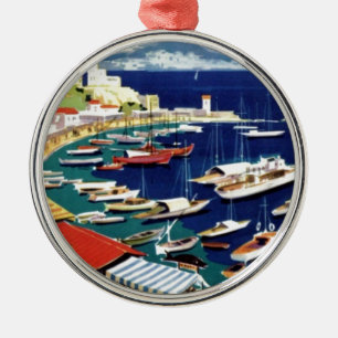 Vintage Travel Athens Greece Metal Ornament