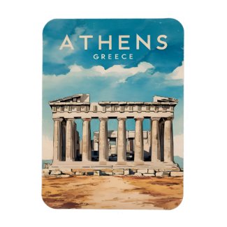 Vintage Travel Athens Greece Parthenon Retro