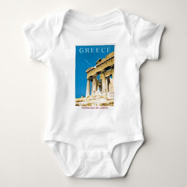 Vintage Travel Athens Greece Parthenon Temple Baby Bodysuit (Front)