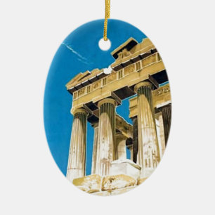 Vintage Travel Athens Greece Parthenon Temple Ceramic Ornament