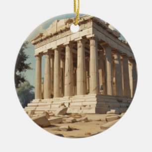 Vintage Travel Athens Greece Parthenon Temple Ceramic Ornament