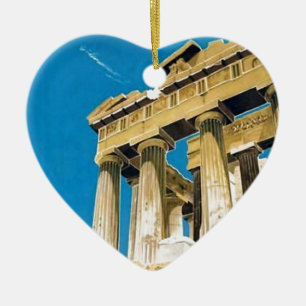 Vintage Travel Athens Greece Parthenon Temple Ceramic Ornament
