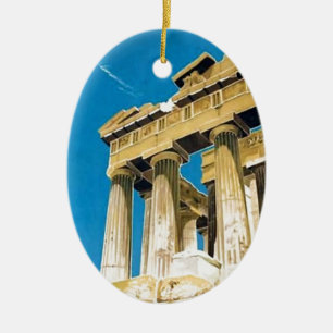 Vintage Travel Athens Greece Parthenon Temple Ceramic Ornament