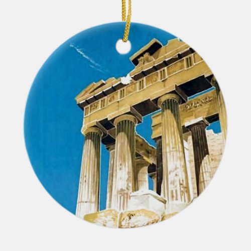 Vintage Travel Athens Greece Parthenon Temple Ceramic Ornament