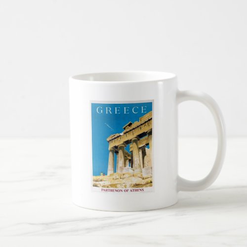 Vintage Travel Athens Greece Parthenon Temple Coffee Mug