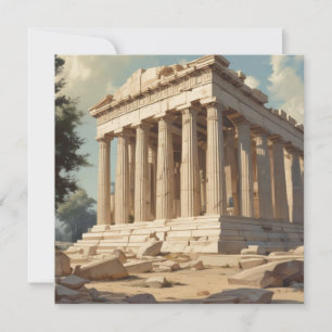 Vintage Travel Athens Greece Parthenon Temple Holiday Card