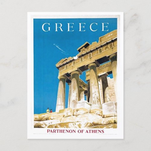 Vintage Travel Athens Greece Parthenon Temple Holiday Postcard