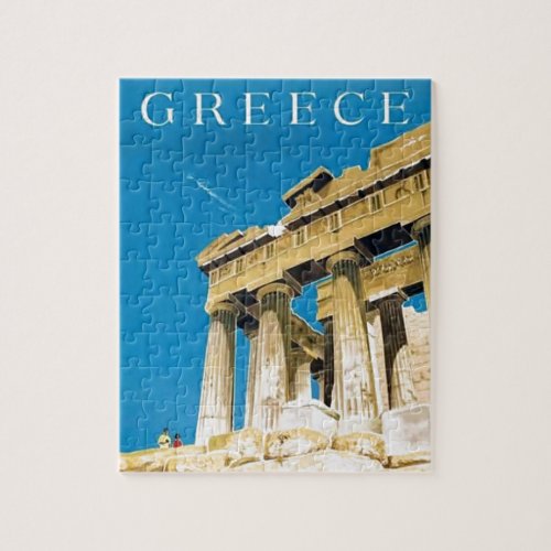 Vintage Travel Athens Greece Parthenon Temple Jigsaw Puzzle