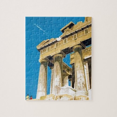 Vintage Travel Athens Greece Parthenon Temple Jigsaw Puzzle